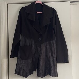 Animale Lightweight Chocolate Brown Faux Suede Crinkle Lagenlook Jacket Coat